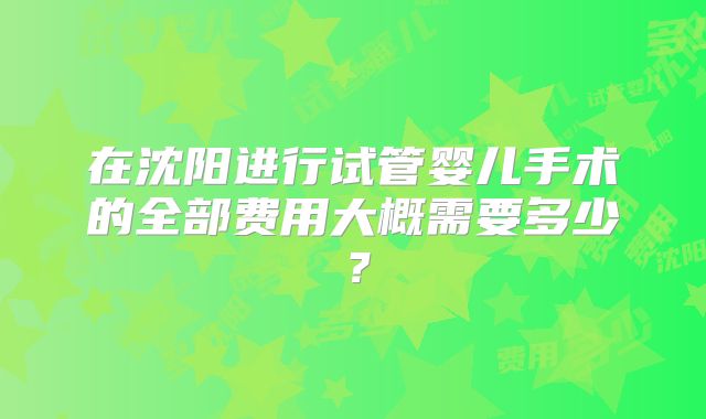 在沈阳进行试管婴儿手术的全部费用大概需要多少？