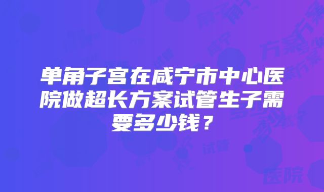 单角子宫在咸宁市中心医院做超长方案试管生子需要多少钱?