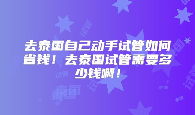 去泰国自己动手试管如何省钱！去泰国试管需要多少钱啊！