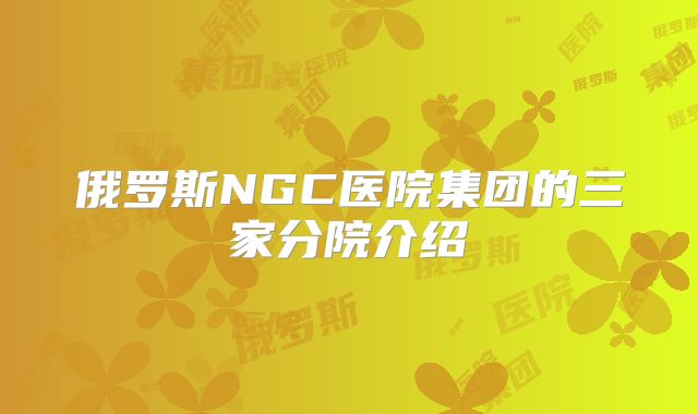 俄罗斯NGC医院集团的三家分院介绍