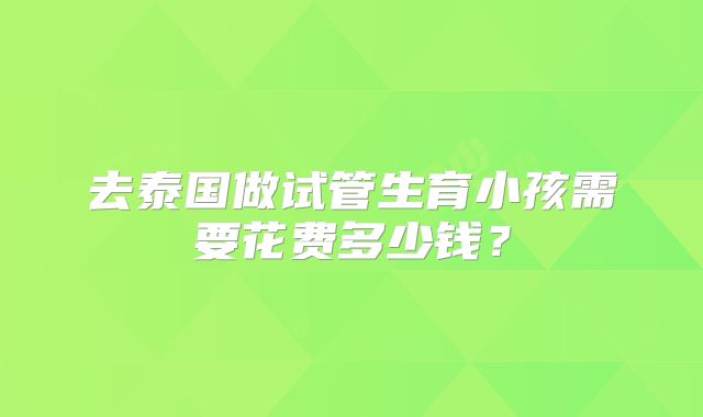 去泰国做试管生育小孩需要花费多少钱？