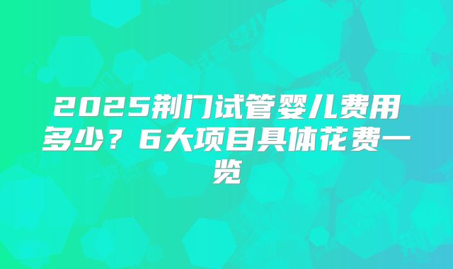 2025荆门试管婴儿费用多少？6大项目具体花费一览