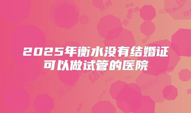 2025年衡水没有结婚证可以做试管的医院