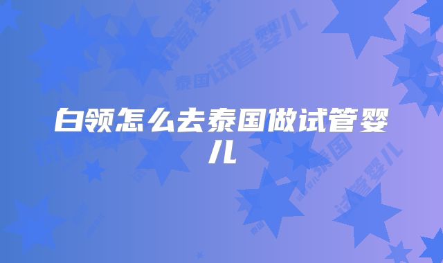 白领怎么去泰国做试管婴儿