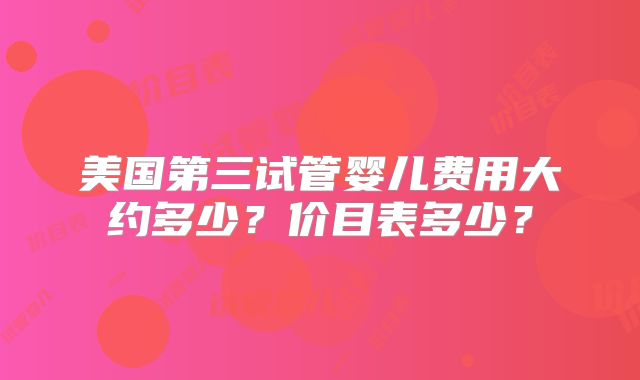 美国第三试管婴儿费用大约多少？价目表多少？