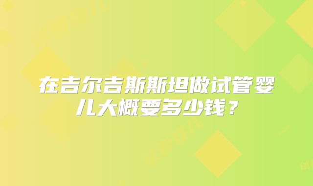 在吉尔吉斯斯坦做试管婴儿大概要多少钱？