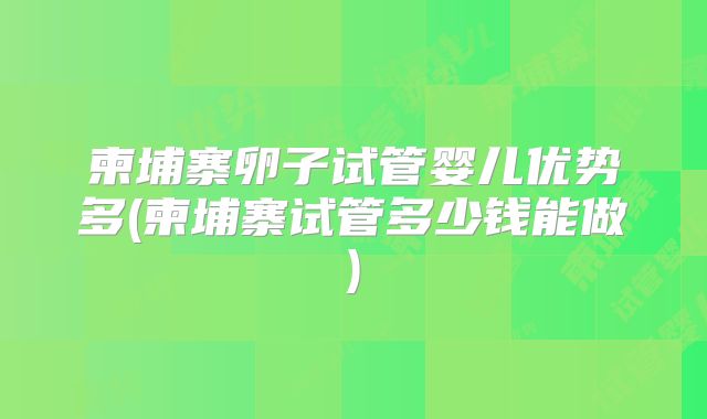 柬埔寨卵子试管婴儿优势多(柬埔寨试管多少钱能做)