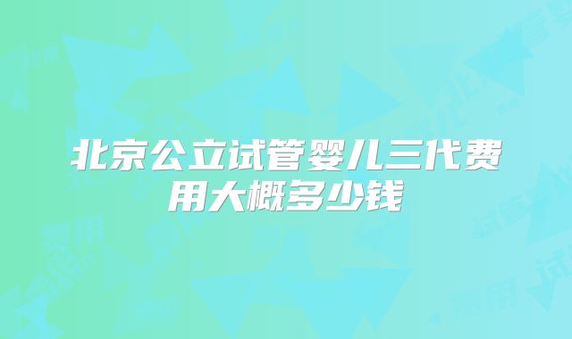 北京公立试管婴儿三代费用大概多少钱