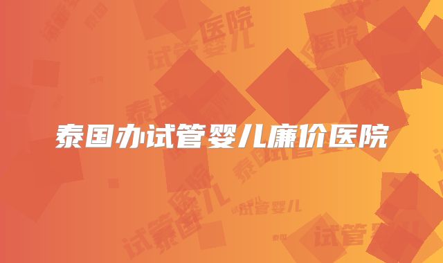 泰国办试管婴儿廉价医院