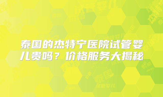 泰国的杰特宁医院试管婴儿贵吗？价格服务大揭秘