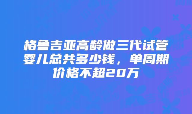 格鲁吉亚高龄做三代试管婴儿总共多少钱,单周期价格不超20万