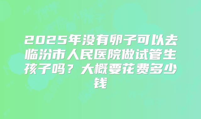 2025年没有卵子可以去临汾市人民医院做试管生孩子吗？大概要花费多少钱