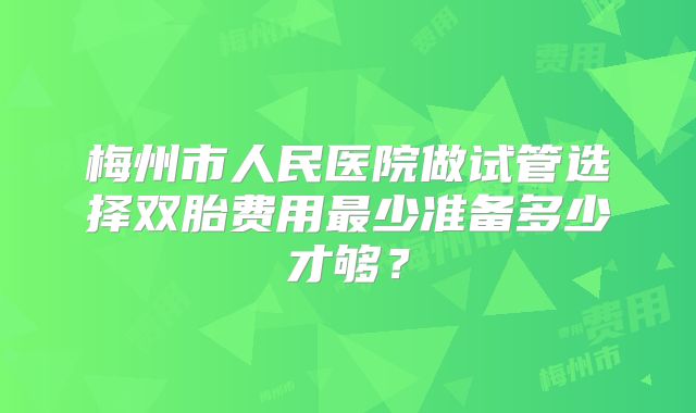 梅州市人民医院做试管选择双胎费用最少准备多少才够?