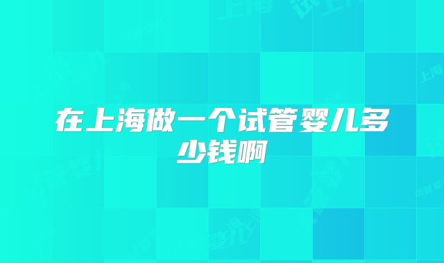 在上海做一个试管婴儿多少钱啊