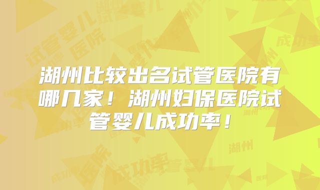 湖州比较出名试管医院有哪几家!湖州妇保医院试管婴儿成功率!