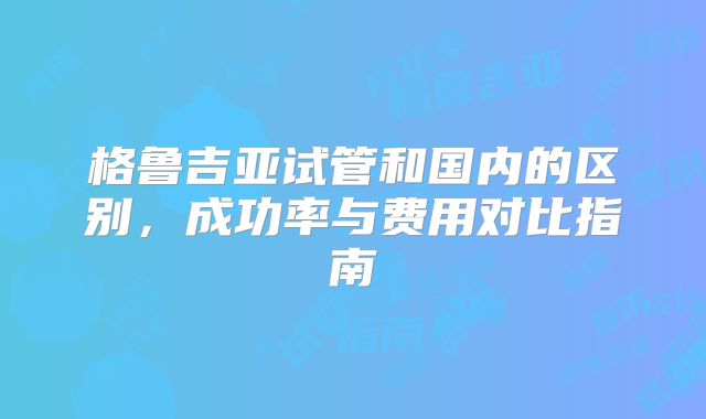 格鲁吉亚试管和国内的区别，成功率与费用对比指南