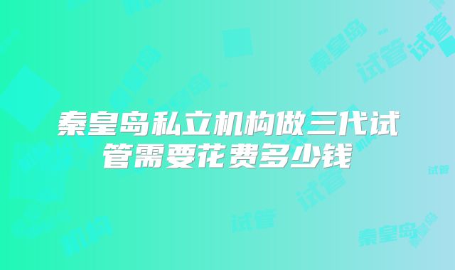 秦皇岛私立机构做三代试管需要花费多少钱