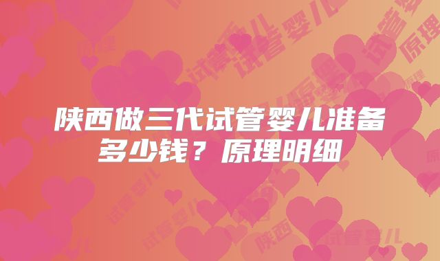 陕西做三代试管婴儿准备多少钱？原理明细