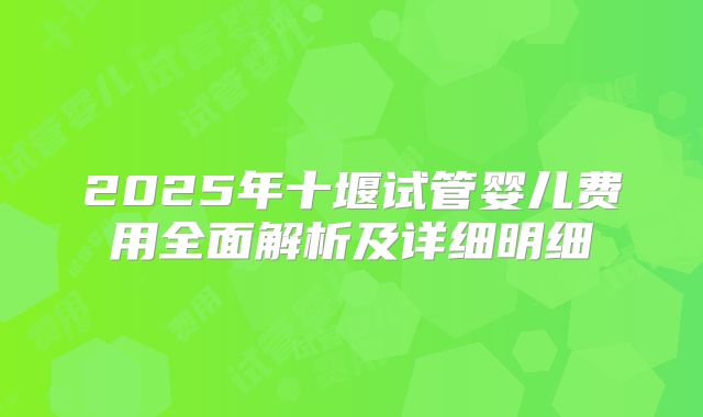 2025年十堰试管婴儿费用全面解析及详细明细