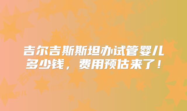 吉尔吉斯斯坦办试管婴儿多少钱,费用预估来了!