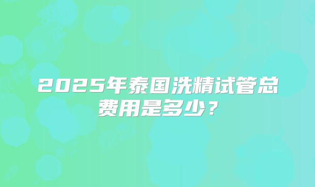 2025年泰国洗精试管总费用是多少？