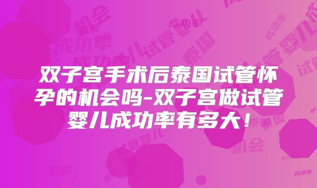 双子宫手术后泰国试管怀孕的机会吗-双子宫做试管婴儿成功率有多大！