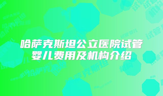 哈萨克斯坦公立医院试管婴儿费用及机构介绍
