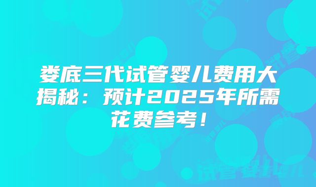 娄底三代试管婴儿费用大揭秘：预计2025年所需花费参考！