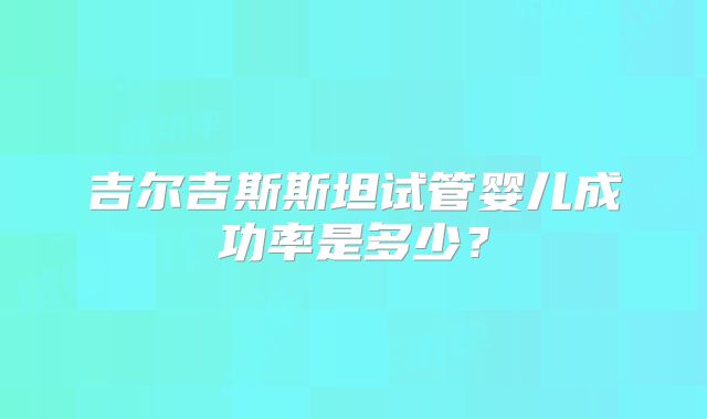 吉尔吉斯斯坦试管婴儿成功率是多少？