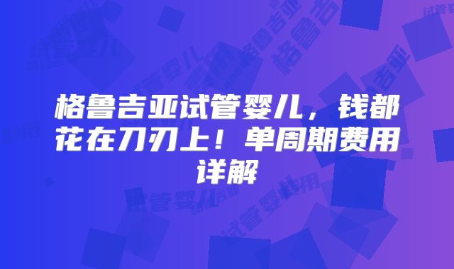 格鲁吉亚试管婴儿,钱都花在刀刃上!单周期费用详解