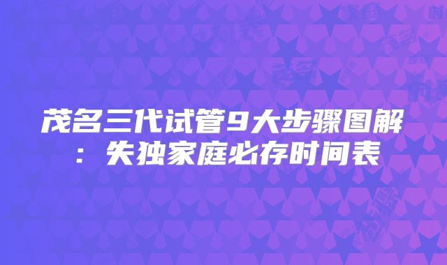 茂名三代试管9大步骤图解：失独家庭必存时间表