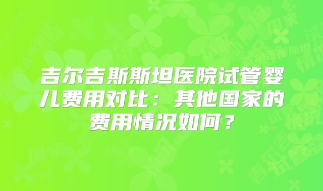 吉尔吉斯斯坦医院试管婴儿费用对比:其他国家的费用情况如何?