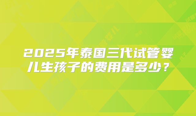 2025年泰国三代试管婴儿生孩子的费用是多少？
