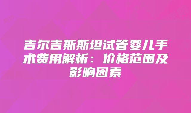 吉尔吉斯斯坦试管婴儿手术费用解析：价格范围及影响因素