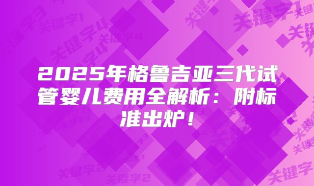 2025年格鲁吉亚三代试管婴儿费用全解析：附标准出炉！