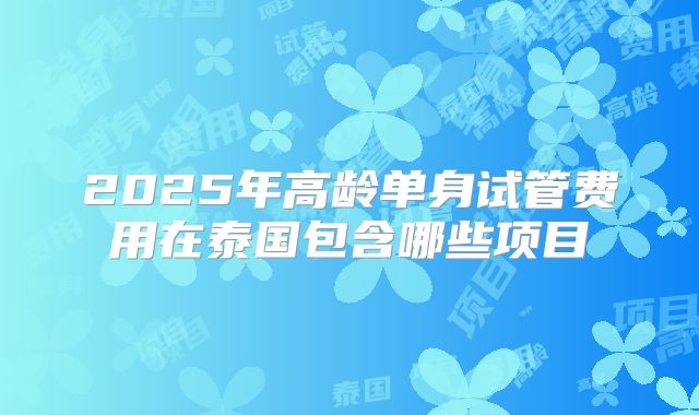 2025年高龄单身试管费用在泰国包含哪些项目
