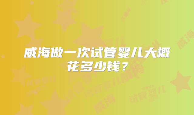 威海做一次试管婴儿大概花多少钱？