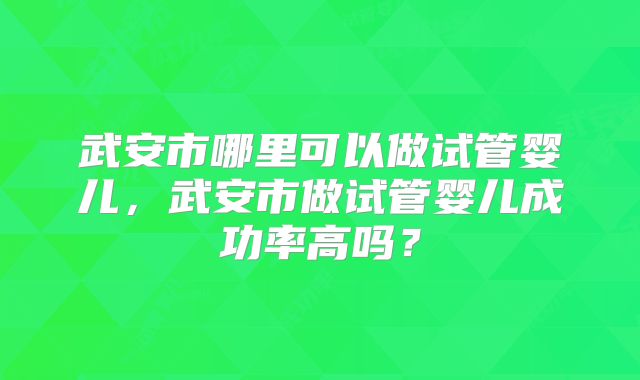 武安市哪里可以做试管婴儿,武安市做试管婴儿成功率高吗?