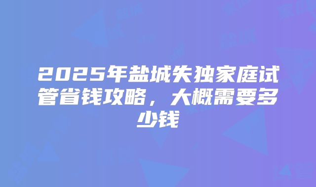 2025年盐城失独家庭试管省钱攻略,大概需要多少钱