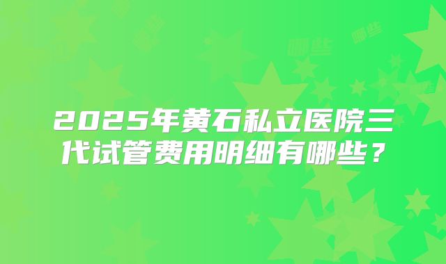 2025年黄石私立医院三代试管费用明细有哪些？