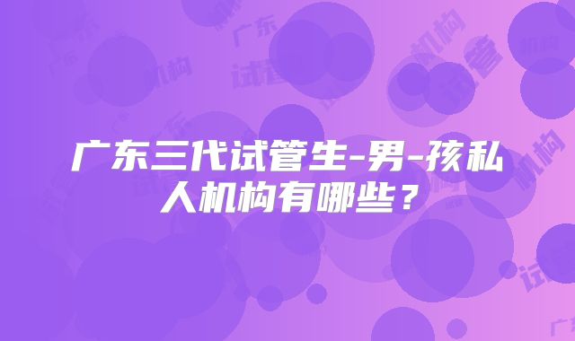 广东三代试管生-男-孩私人机构有哪些?