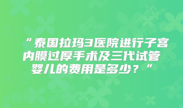 “泰国拉玛3医院进行子宫内膜过厚手术及三代试管婴儿的费用是多少？”