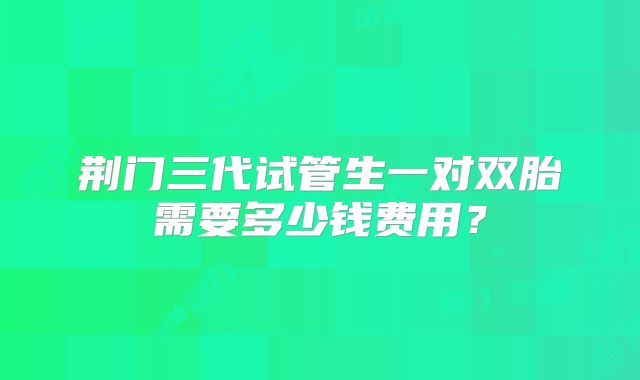荆门三代试管生一对双胎需要多少钱费用？