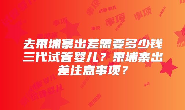 去柬埔寨出差需要多少钱三代试管婴儿?柬埔寨出差注意事项?