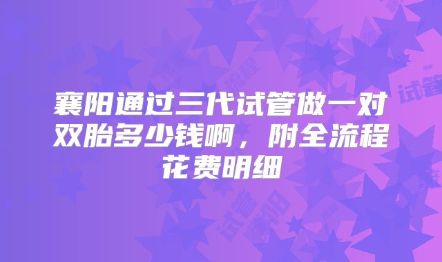 襄阳通过三代试管做一对双胎多少钱啊，附全流程花费明细
