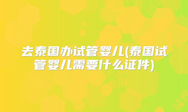 去泰国办试管婴儿(泰国试管婴儿需要什么证件)