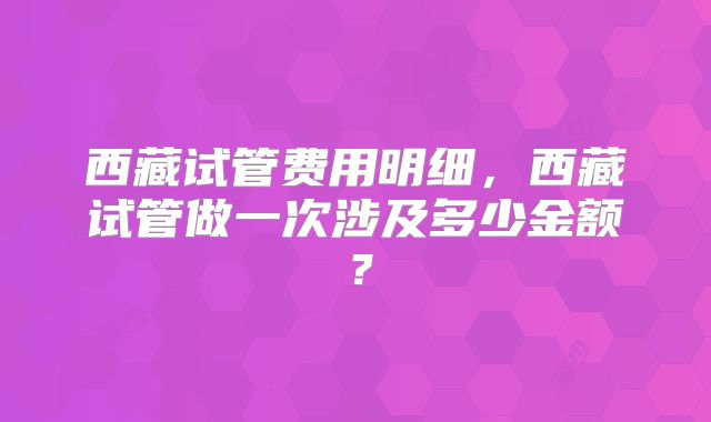 西藏试管费用明细，西藏试管做一次涉及多少金额？