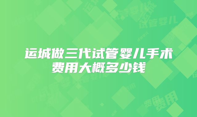 运城做三代试管婴儿手术费用大概多少钱