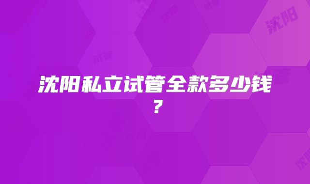 沈阳私立试管全款多少钱？