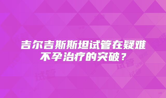 吉尔吉斯斯坦试管在疑难不孕治疗的突破？
